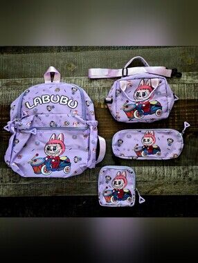 Back to School! 4 pc Cartoon Monster Backpack Set ~ High Quality Super Cute BNWT